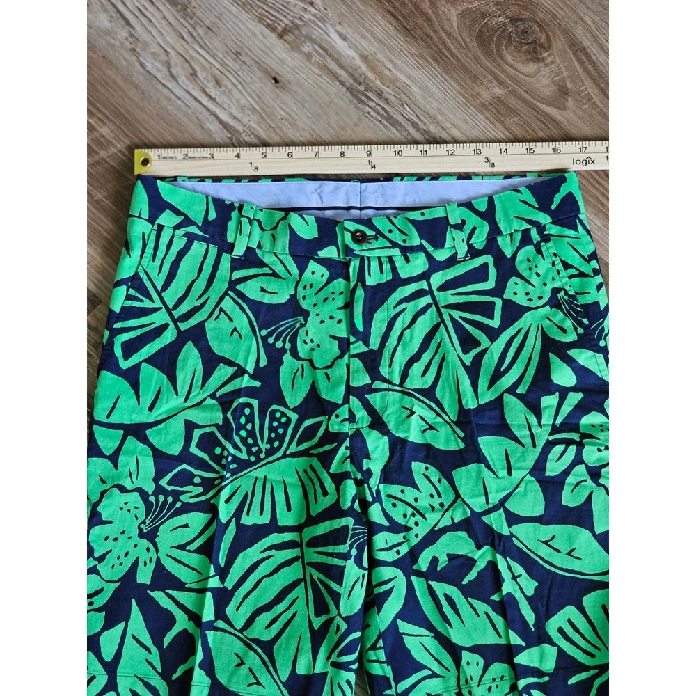 Polo Golf Ralph Lauren Mens 32 Green Navy Tropical Floral Leaf Shorts Stretch